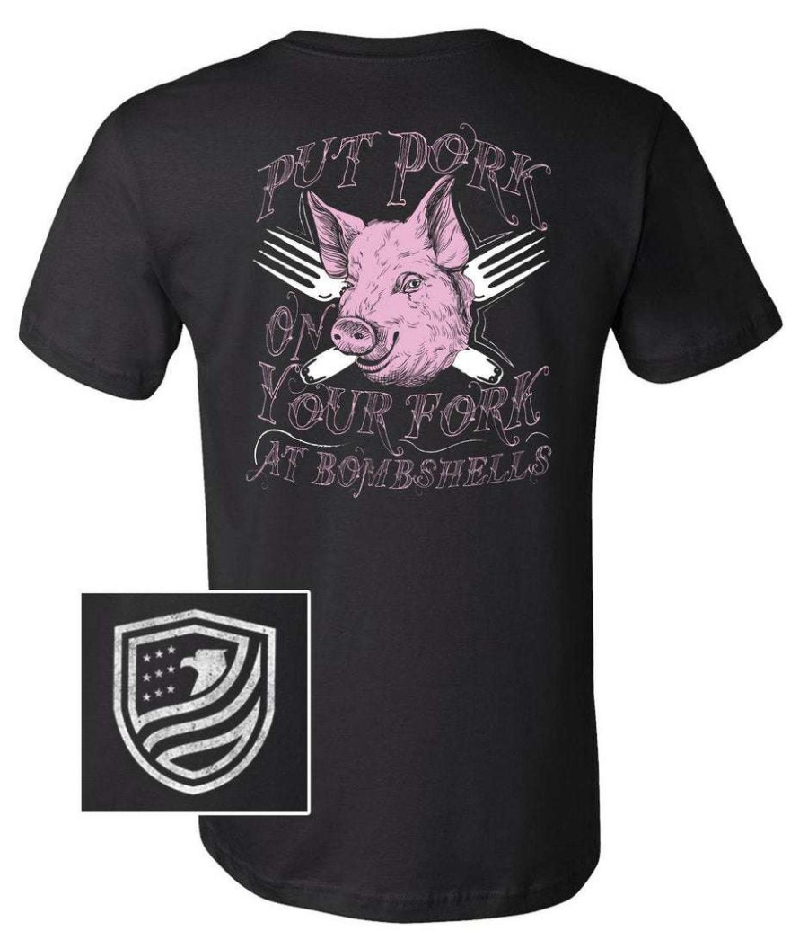 Ba Trading Mens Apparel * | Bare Arms Gear Put Pork On Your Fork T-Shirt Black Heather