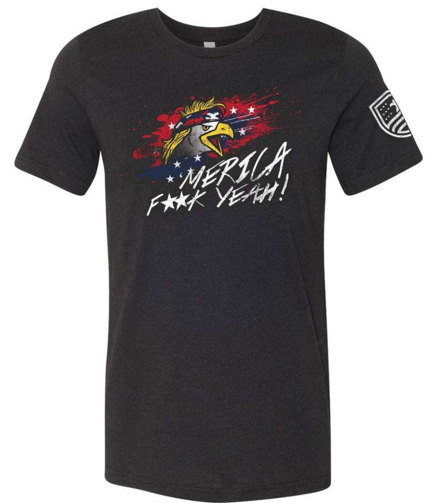 Ba Trading Mens Apparel * | Bare Arms Gear Ba Trading Mens Apparel Merica Eagle T-Shirt Black Blend