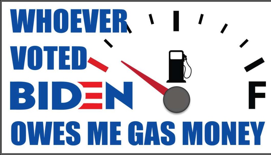 Stickers * | Bare Arms Gear Whoever Voted Biden Owes Me Gas Money Sticker