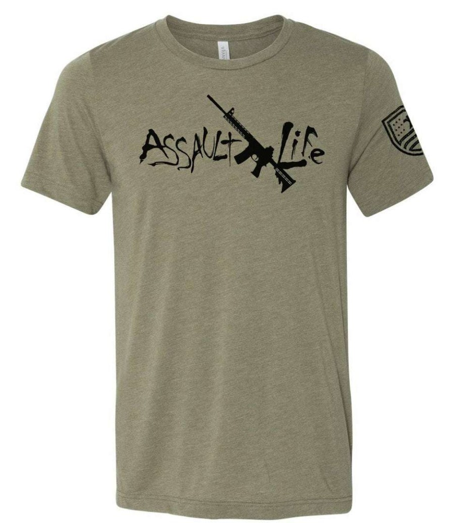 Ba Trading Mens Apparel * | Bare Arms Gear Assault Life T-Shirt Ba Trading Mens Apparel Heather Military Green