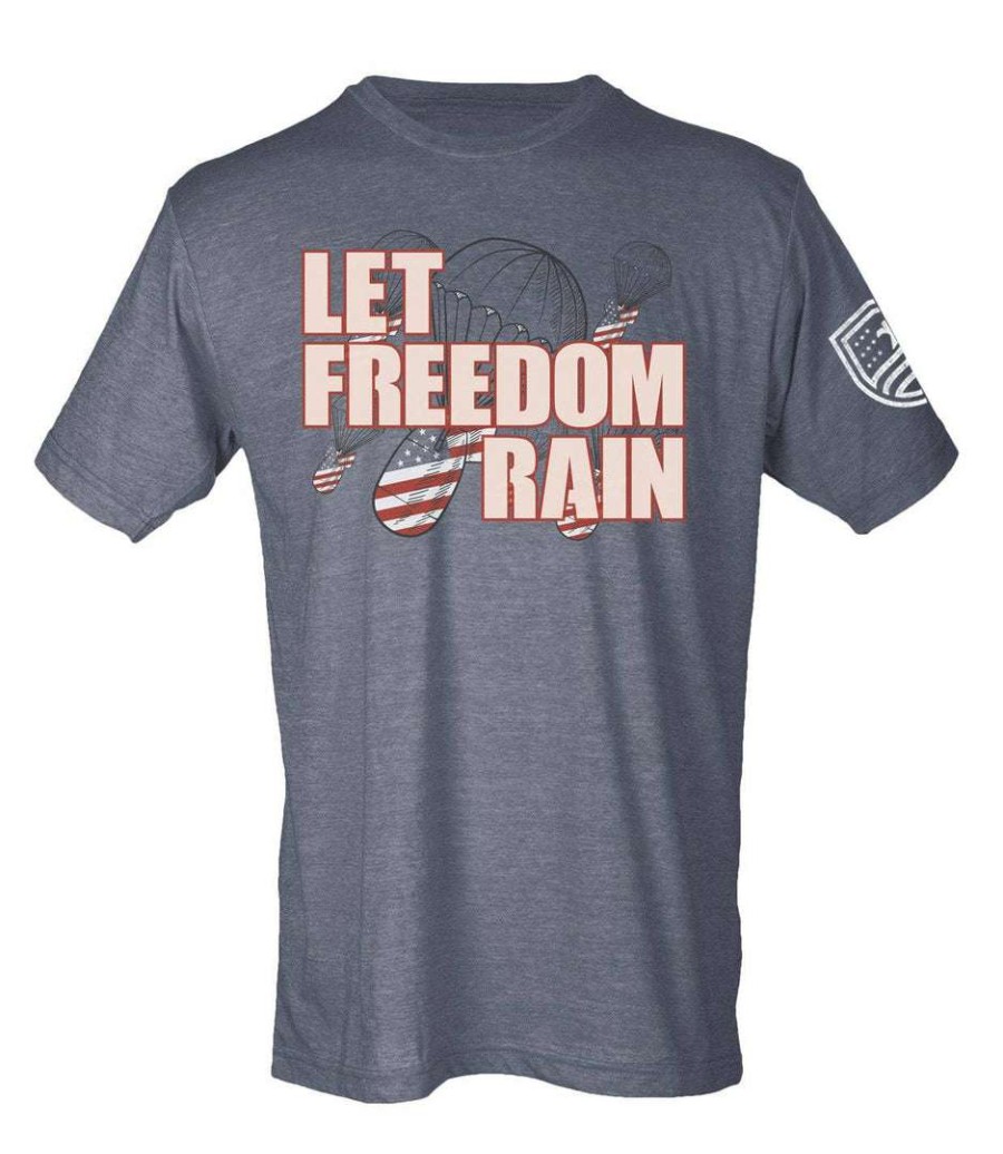 Ba Trading Mens Apparel * | Bare Arms Gear Ba Trading Mens Apparel Let Freedom Rain T-Shirt Heather Denim