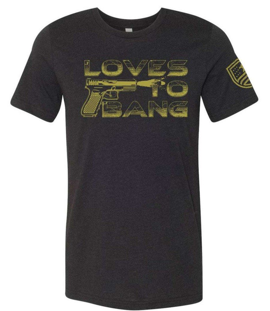 Ba Trading Mens Apparel * | Bare Arms Gear Ba Trading Mens Apparel Loves To Bang T-Shirt Black Heather