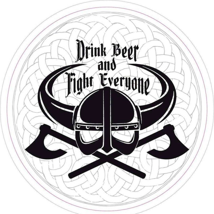 Stickers * | Bare Arms Gear Drink Beer Fight Everyone Sticker