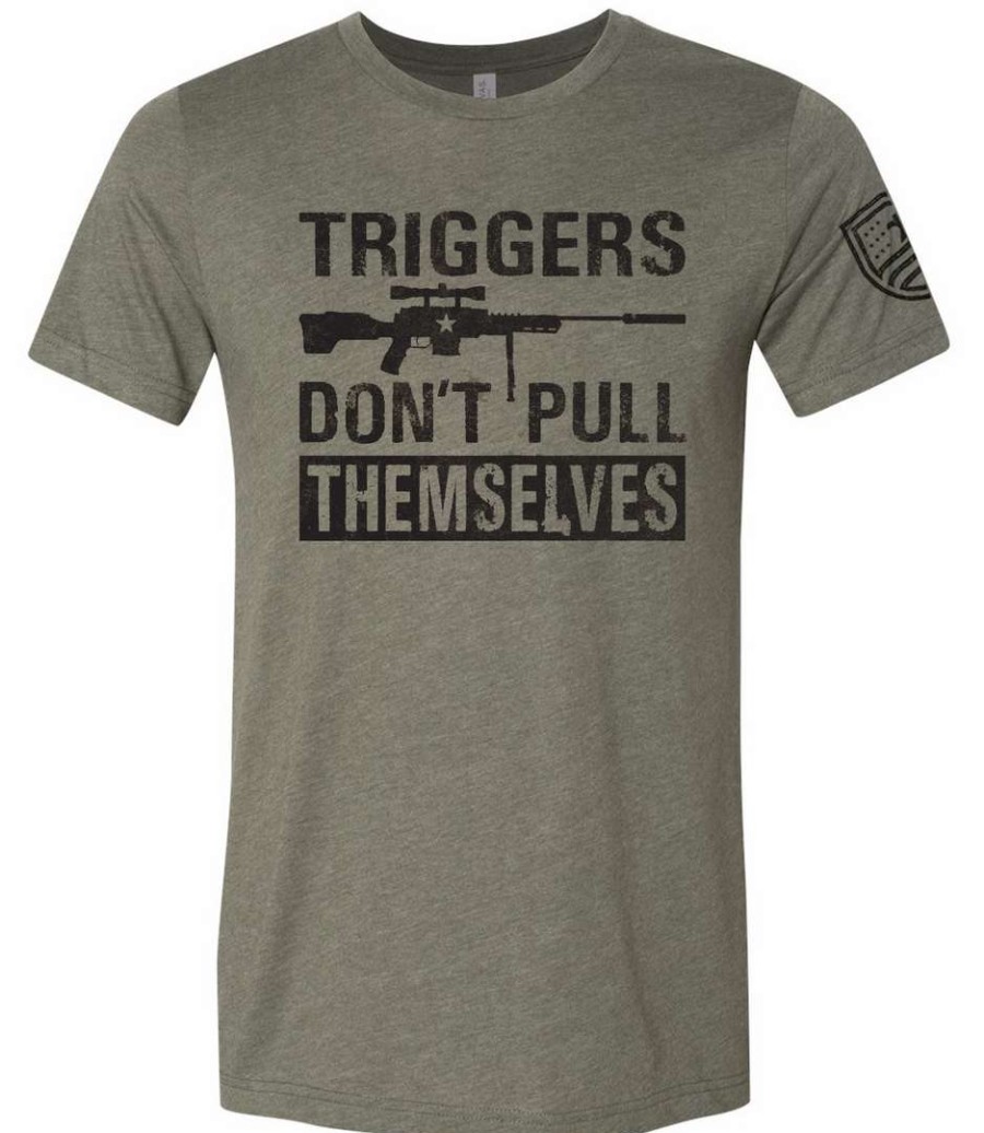 Ba Trading Mens Apparel * | Bare Arms Gear Ba Trading Mens Apparel Triggers Don'T Pull Themselves Heather Military Green