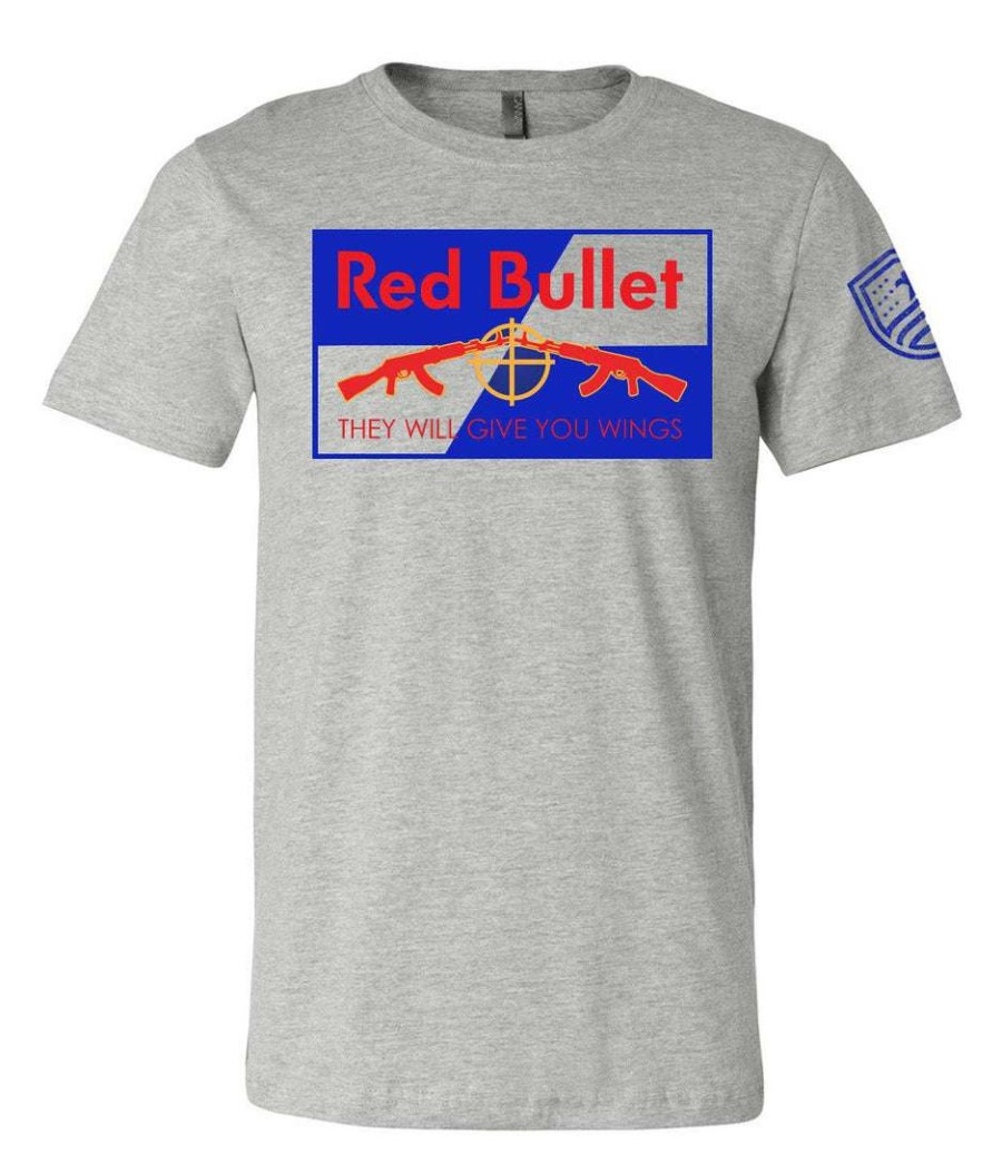 Ba Trading Mens Apparel * | Bare Arms Gear Red Bullet Heather Grey