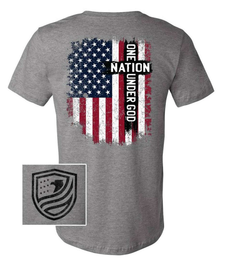 Ba Trading Mens Apparel * | Bare Arms Gear Ba Trading Mens Apparel One Nation Under God Deep Heather