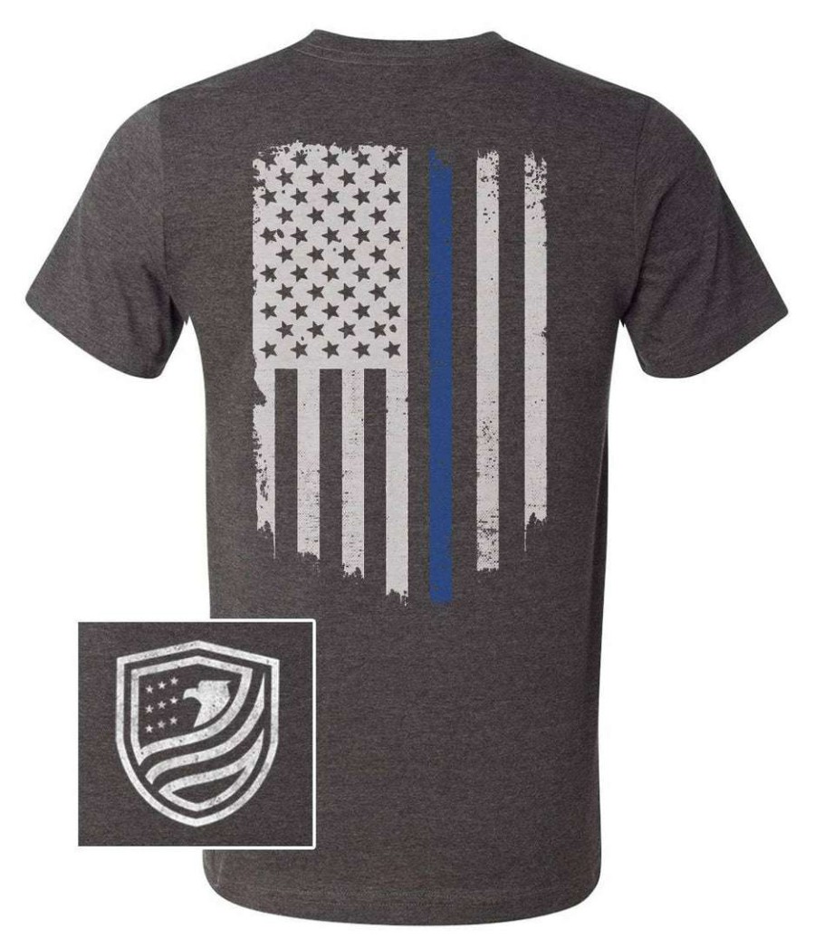 Ba Trading Mens Apparel * | Bare Arms Gear Ba Trading Mens Apparel Thin Blue Line Heather Charcoal