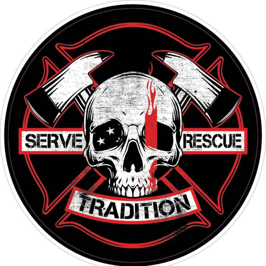 Stickers * | Bare Arms Gear Fire Rescue Skull Sticker Stickers